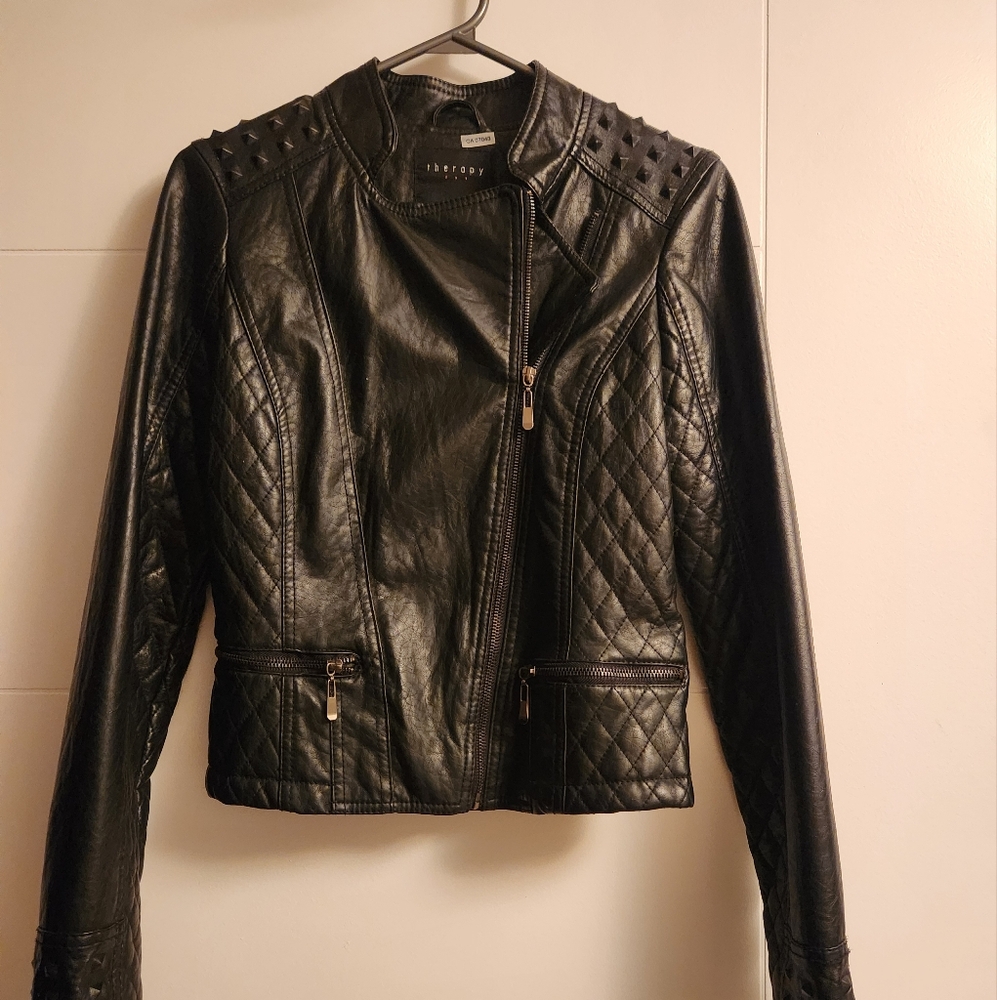 Trendy Black Faux Leather Jacket